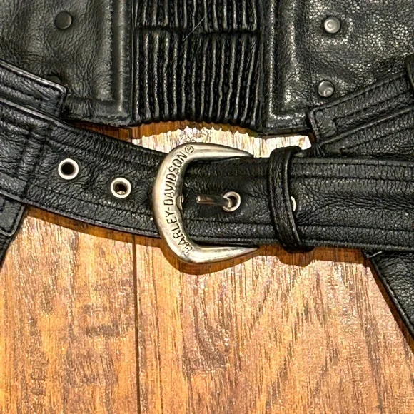 Harley Davidson men’s Stock II leather chaps black size Medium - Picture 2 of 7